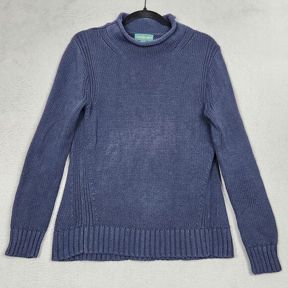 J. Crew Sweaters - J Crew Always Sweater Womens Medium Blue Cotton Mock Neck Pullover Knit Ribbed